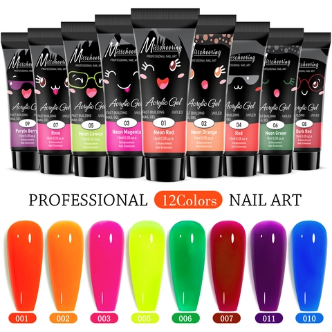 Gel Per Unghie Poly Fluorescente Neon Estensione Acrilica Per Polimerizzazione UV LED Costruzione Rapida