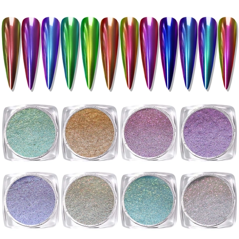 Polvere Per Unghie Camaleonte Effetto Specchio Cromato Pigmento Aurora Cambio Di Colore Ottico Lucentezza Metallica Per Decorazione Unghie