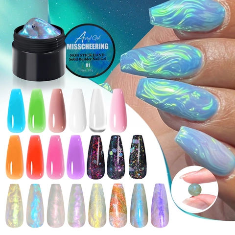 Solid Builder Nail Gel Extension Non Stick Hand Luminous Aurora Glitter Sculpting Manicure DIY Art