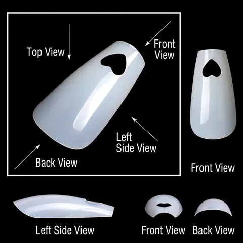 Long Trapezoid Press On Nails Heart Cutout Ballerina False Nail Tips For DIY Manicure Decoration