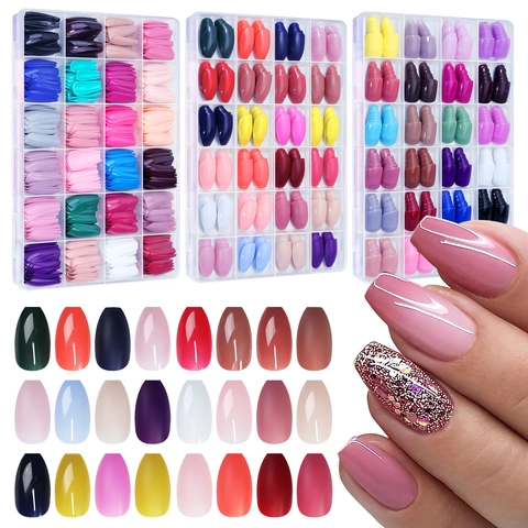 Press On Nails Matte Glossy Square Ballet Coffin Fake Nail Tips With Storage Box For Women DIY Manicure