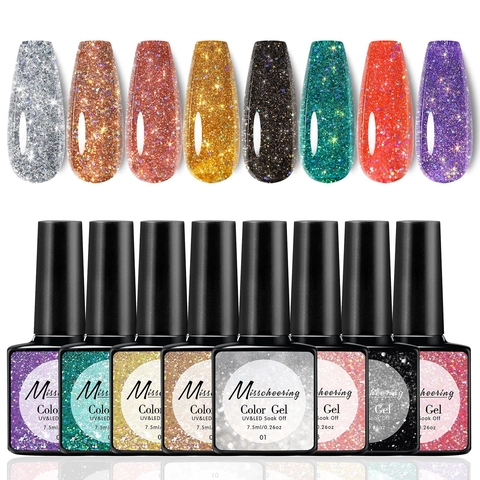 Esmalte De Uñas En Gel Láser Holográfico Purpurina Lentejuelas Efecto Diamante UV LED Remojo Arte De Manicura Profesional