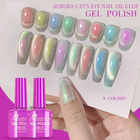 Esmalte De Uñas En Gel Ojo De Gato Aurora Magnético Brillo Soak Off Curado Por UV LED Manicura Profesional