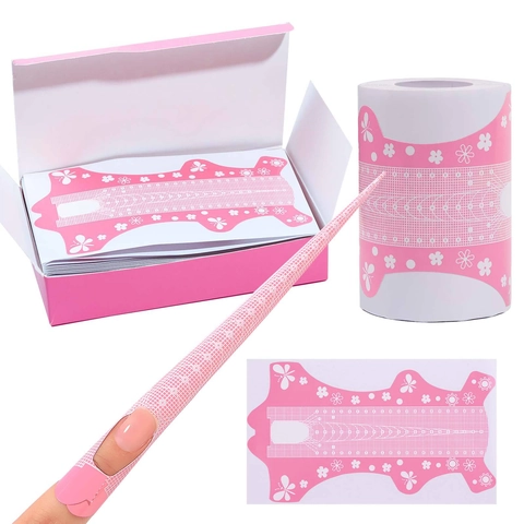 Professional Nail Extension Forms Pink Butterfly Pattern Scale Guide Sticker For Acrylic Gel Manicure Tool