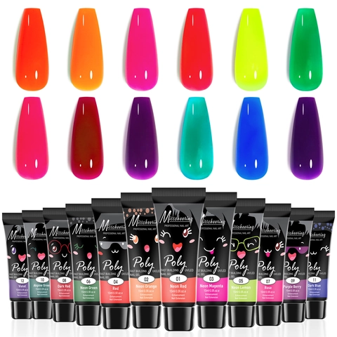 Gel Per Unghie Poly Fluorescente Neon Estensione Acrilica Per Polimerizzazione UV LED Costruzione Rapida