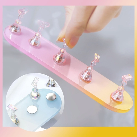 Support De Présentation Magnétique Pour Nail Art Base En Acrylique Dégradé Support D'entraînement Manucure Salon