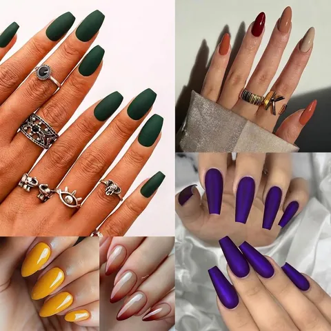 Press On Nails Matte Glossy Square Ballet Coffin Fake Nail Tips With Storage Box For Women DIY Manicure