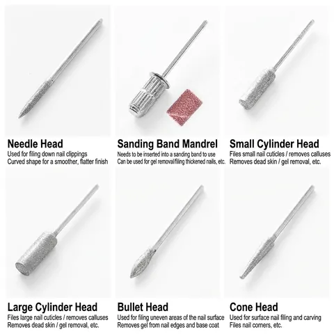 Stainless Steel Nail Drill Bits And Sanding Bands Manicure Pedicure Tools Diamond Coated For Electric Nail File