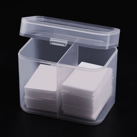 Dubbele Raster Nageldoek Opbergdoos Transparant Plastic Wattenschijfjes Houder Stofvrij Flip Deksel Make-up Organizer