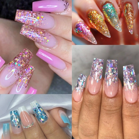 Gel Per Unghie Diamante Lucido Paillettes Platino Scintillante Riflettente UV LED Soak Off Manicure Per Arte Fai Da Te