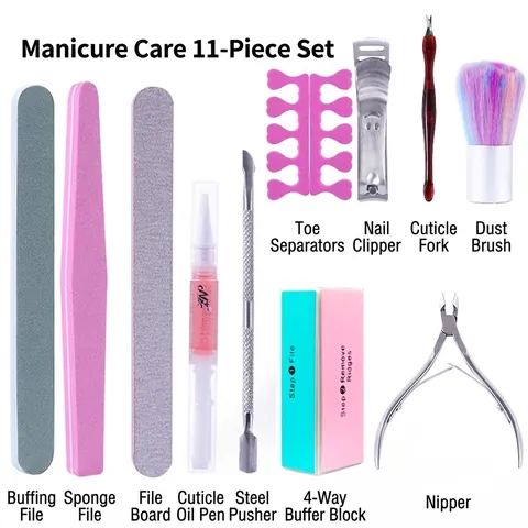 Professional Manicure Pedicure Tools Stainless Steel Nail File Buffer Cuticle Pusher Clipper Dead Skin Remover For Salon