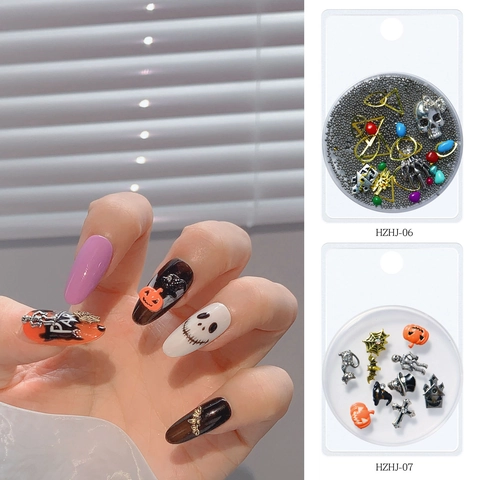 Nail Art Decorations Mixed Alloy Charms Resin Rhinestones Faux Artificial Pearls Christmas Halloween Theme DIY Manicure Ornaments