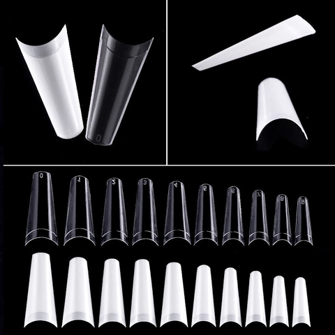 Unghie Finte Lunghe a Testa Piatta Francese Forma a Bara Naturali Trasparenti in Plastica ABS Suggerimenti per Unghie per Donna Fai da Te Manicure Decorazione