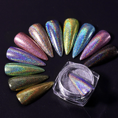 Polvere Per Unghie Olografica Laser Glitter Pigmento Fine Cromo Decorazione Manicure Effetto Specchio Aurora