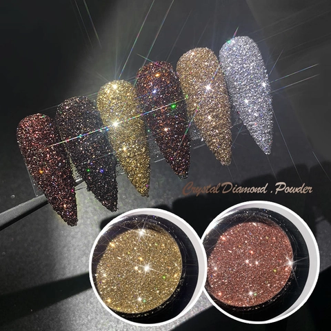 Kristall Diamant Nagel Glitzer Puder Reflektierend Funkelnd Disco Stil Holografisch Maniküre Dekoration