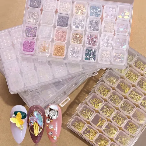 Nail Art Decoration Kit Metal Rivets Faux Artificial Pearls Shell Fragments Rhinestones Foil Case Professional DIY Manicure