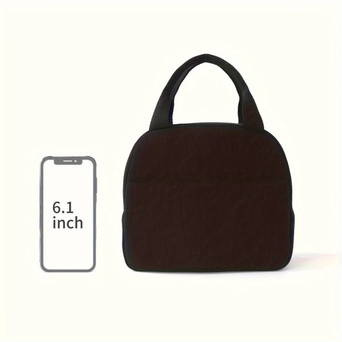Isolierte Lunchtasche Cord Corduroy Thermotasche Handheld Tragbare Aufbewahrungstasche Für Büro Schule Picknick Pendler
