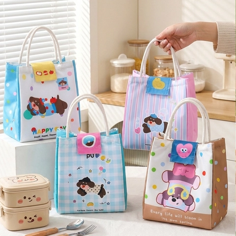 Bolsa De Almuerzo Térmica Dibujos Animados Aislada Bolsa Bento Poliéster Papel De Aluminio Espesada Portátil Escuela Oficina