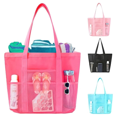 Wasserdichte Netz Strandtasche Polyester Große Kapazität Faltbare Reise Aufbewahrung Handtasche Mehrere Taschen