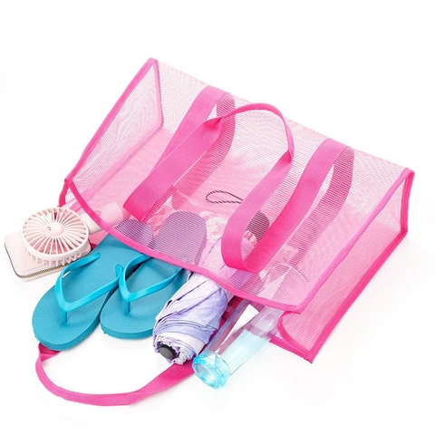 Netz Strandtasche Große Kapazität Transparent Polyester Atmungsaktiv Minimalistische Umhängetasche Für Frauen Reise Fitnessstudio