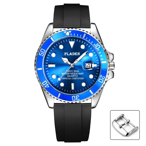 Orologio Al Quarzo Da Uomo Calendario Luminoso Impermeabile Stile Diver Sport Business Cassa Acciaio Inossidabile Cinturino Silicone