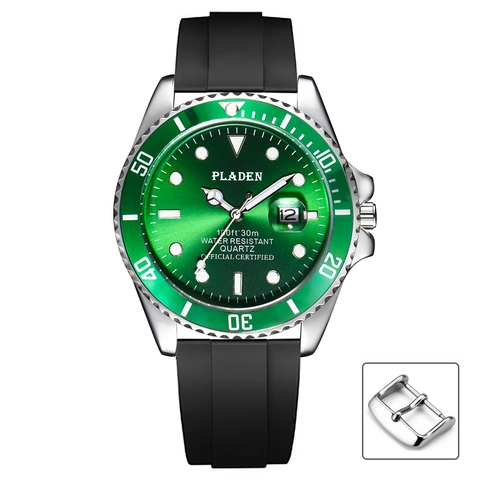 Orologio Al Quarzo Da Uomo Calendario Luminoso Impermeabile Stile Diver Sport Business Cassa Acciaio Inossidabile Cinturino Silicone