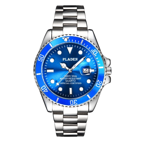 Luxury Men Quartz Watch Stainless Steel Waterproof Luminous Business Wristwatch With Calendar Magnifying Date Window