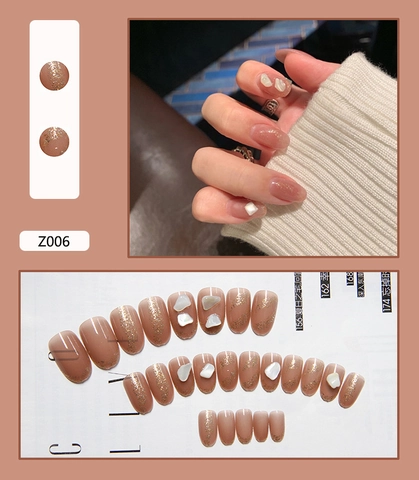 Uñas Postizas Press On Rosa Nude Jelly Brillo Fino Patrón Concha Elegantes Reutilizables Para Mujeres