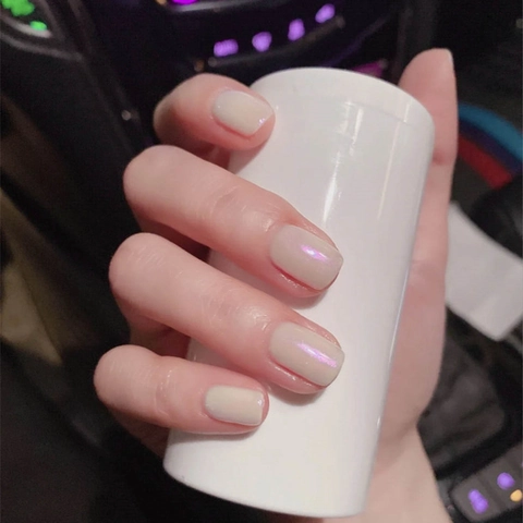 Uñas Postizas Press On Rosa Aurora Degradado Perla Artificial Ultra Delgadas Impermeables Para Mujeres Decoración De Manicura