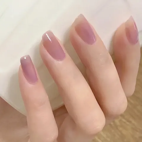 Unghie Finte Press On Viola Gelatina Traslucido Copertura Totale Lucido Accessorio Manicure DIY