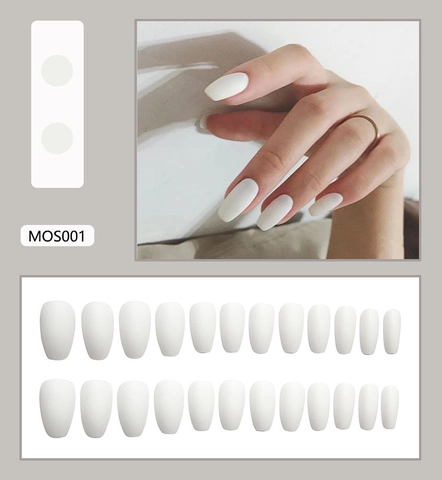 Uñas Postizas Blancas Mates A Presión Manicura Removible Estilo Simple Para Mujeres