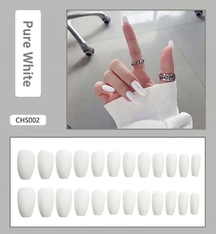 24 Piezas Uñas Postizas Color Sólido Press On Coffin Ballet Uñas Artificiales Desmontables Cobertura Completa para Mujer Decoración de Manicura