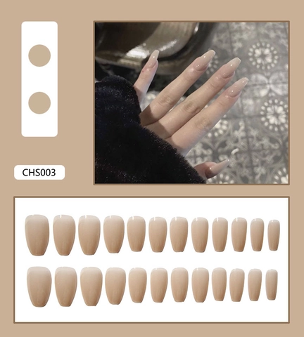 Press On Nails Lange Sargform Nude Farbverlauf Glänzend Full Cover Künstliche Fingernägel Für Frauen
