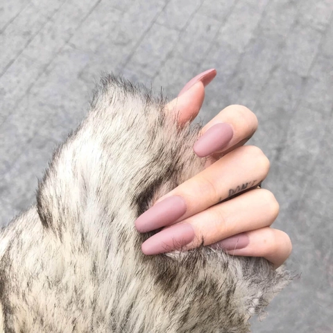 Uñas Postizas A Presión Rosa Mate Pasta De Frijol Larga Forma Ballerina Trapecio Desmontables Simples