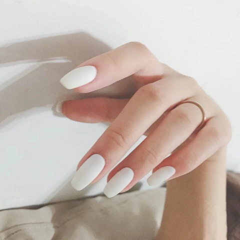 Uñas Postizas Blancas Mates A Presión Manicura Removible Estilo Simple Para Mujeres
