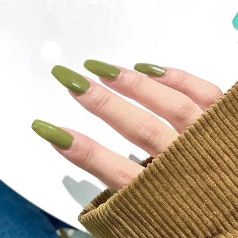 Long Coffin Press On Nails Glossy Fake Nails Removable Wearable Manicure Tips For Women Girls Solid Color Gradient Floral Rhinestone Decor