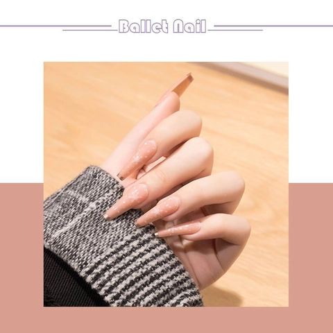 Uñas Postizas Largas Coffin Rosa Nude Patrón Copo Nieve Blanco Punta Francesa Dorada Uñas Artificiales Festivas Invierno