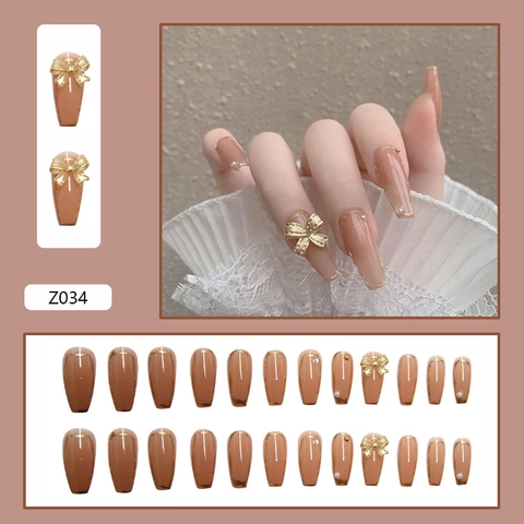 Schmetterling Künstliche Fingernägel 3D Schleife Herz Strass Kunstperle Falsche Nagel Patches Ballerina Form Maniküre