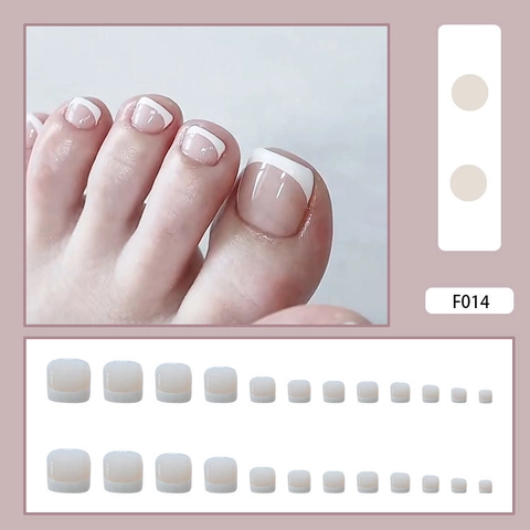 Unghie Finte Piedi French Tip Nude Naturale Lucido Estensioni Unghie Artificiali Rimovibili Copertura Completa Stile Estivo