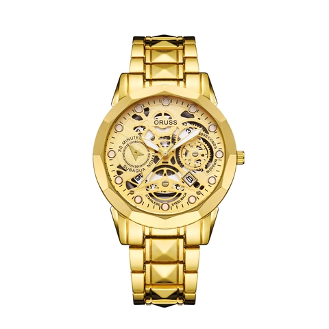 Men Business Quartz Watch Stainless Steel Waterproof Skeleton Design Fashion Casual Wristwatch