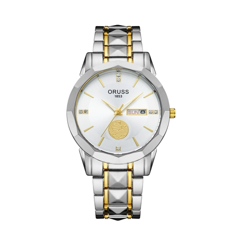 Quartz Watch For Men Business Luxury Waterproof Analog Wristwatch With Date Week Display Luminous Hands Alloy Strap