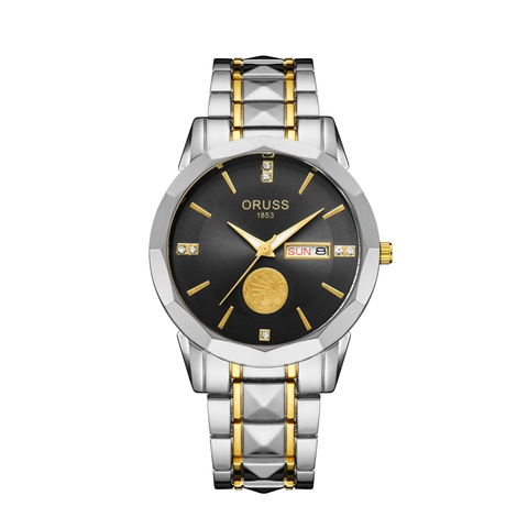 Quartz Watch For Men Business Luxury Waterproof Analog Wristwatch With Date Week Display Luminous Hands Alloy Strap