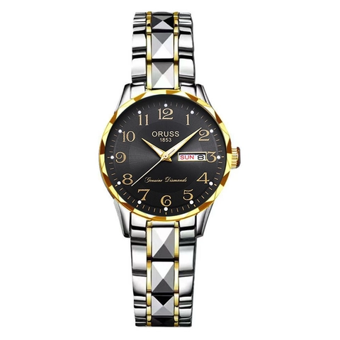 Women Quartz Watch Elegant Simple Business Casual Fashion Ladies Alloy Steel Band Calendar Waterproof Arabic Numerals Luminous Wristwatch