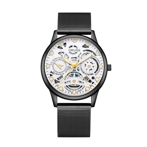 Fashion Men's Skeleton Quartz Watch Business Luminous Waterproof Alloy Leather Strap Hollow Dial Luxury Wristwatch