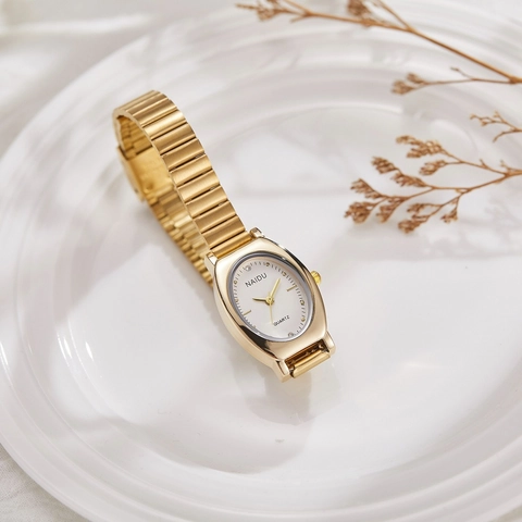 Elegante Orologio Al Quarzo Ovale Per Donna Orologio Da Polso Vintage In Lega Con Accenti Di Strass E Quadrante Minimalista