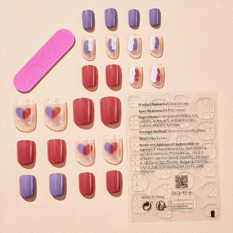 Press On Nails Gradient Oil Painting Style With Gold Foil Artificial Nails Wearable Square Oval For Women