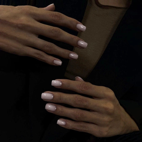Solid Color Press On Nails Nude Pink Square Short False Nails With Jelly Glue And Nail File For Women