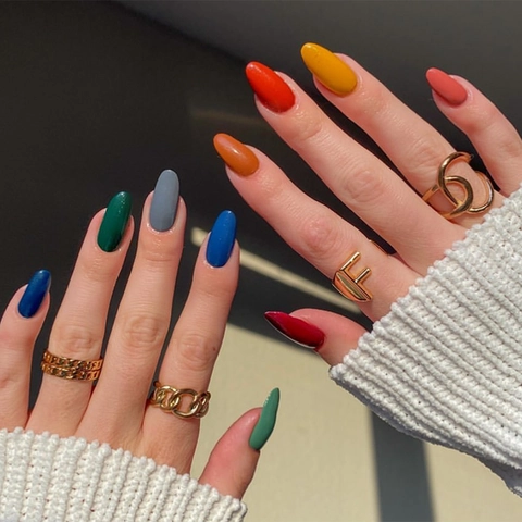 Long Coffin Ballett Press On Nails Mit Klebelaschen Und Minifeile Bunte Einfarbige Glänzende Künstliche Fingernägel Für Damen