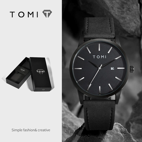 Minimalist Quartz Watch Waterproof Date Calendar Stainless Steel Case Faux Leather Strap Casual Fashion Unisex Timepiece