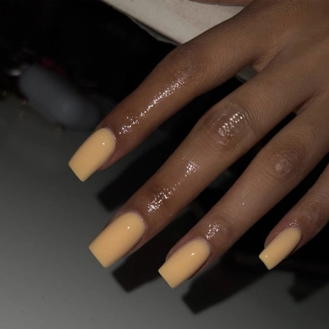 Uñas Postizas Brillante Amarillo Claro Cuadrado Kit De Manicura Larga Con Pestañas Adhesivas Y Lima De Uñas Para Mujeres
